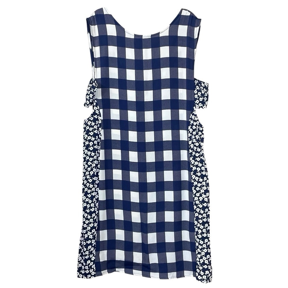 ASOS Gingham Buffalo Plaid Floral Open Sides Dress Blue White Size US 6 UK 10